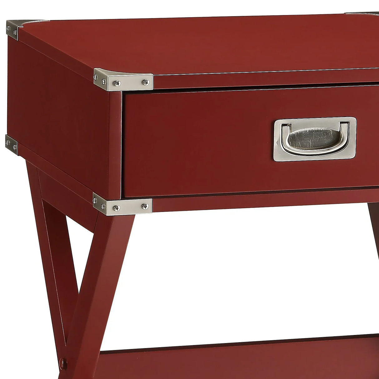 Red Finish Synthetic Wood Accent Table With Drawer - Omega Lifestyles