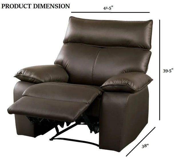 Contemporary Brown Leather Match Manual Recliner Chair - Omega Lifestyles