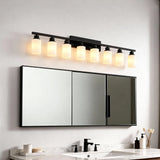 Modern Matte Black Glass 8-Light Wall Sconce Vanity Lamp - Omega Lifestyles