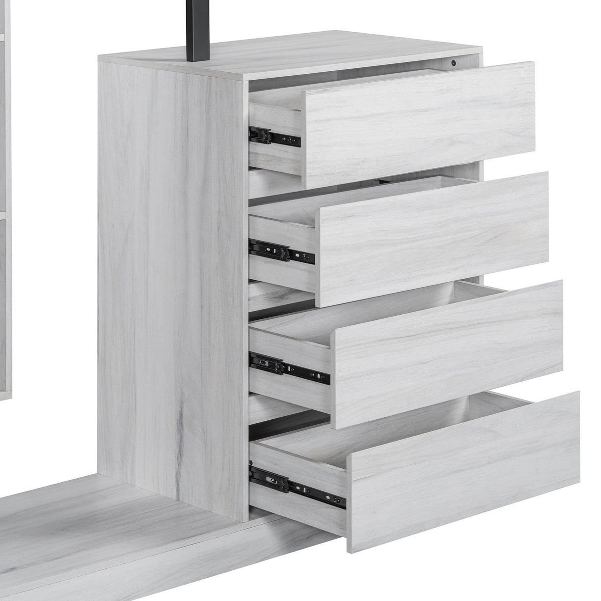 Wardrobe With Four Drawers Three Shelves MDF Metal - Omega Lifestyles