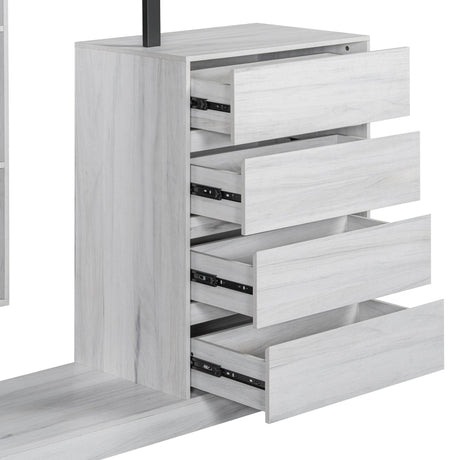 Wardrobe With Four Drawers Three Shelves MDF Metal - Omega Lifestyles