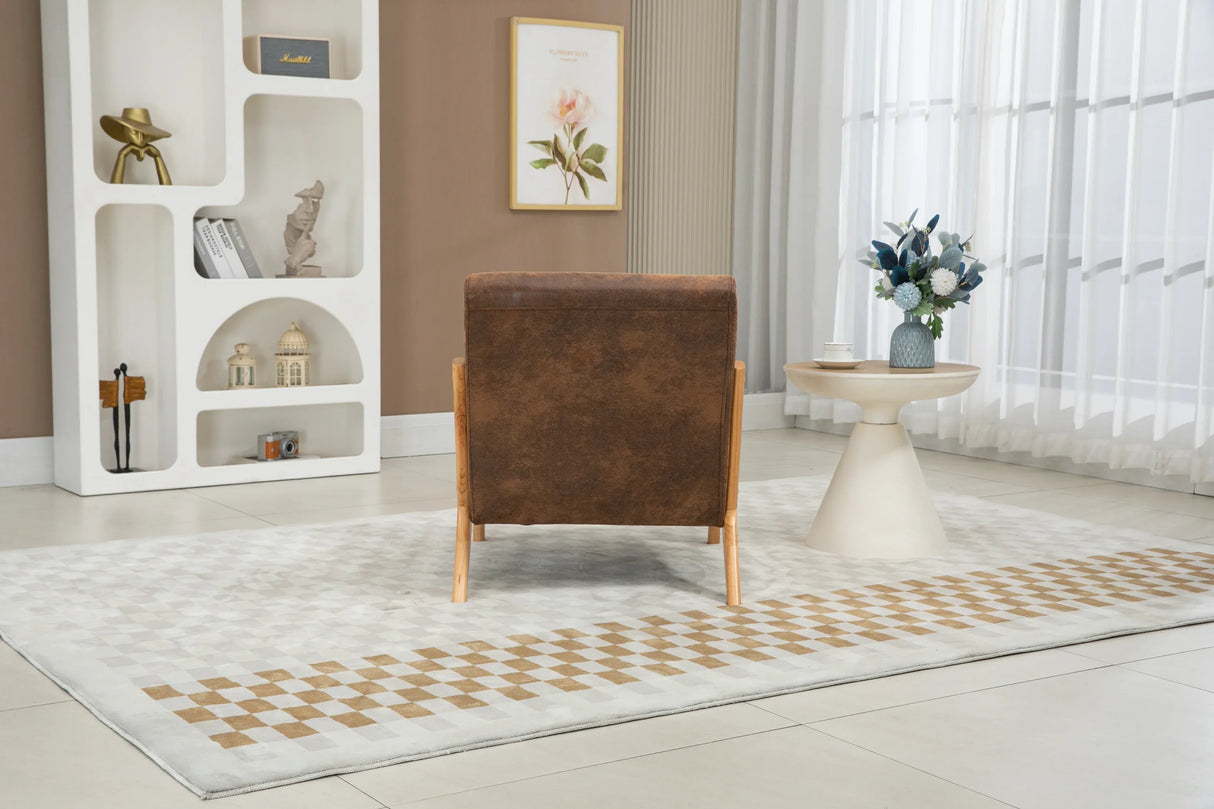 Mid Century Modern Fabric Accent Chair With Waist Cushion - Omega Lifestyles