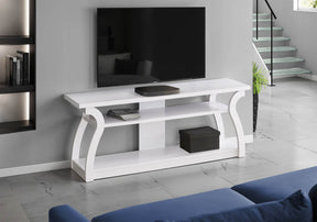 60-Inch White Contemporary Media Console TV Stand - Omega Lifestyles