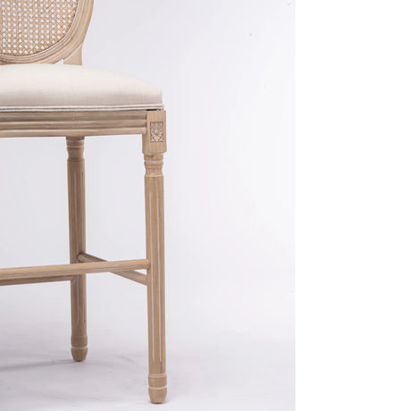 Set Of 2 French Country Solid Wood Upholstered Barstools - Omega Lifestyles