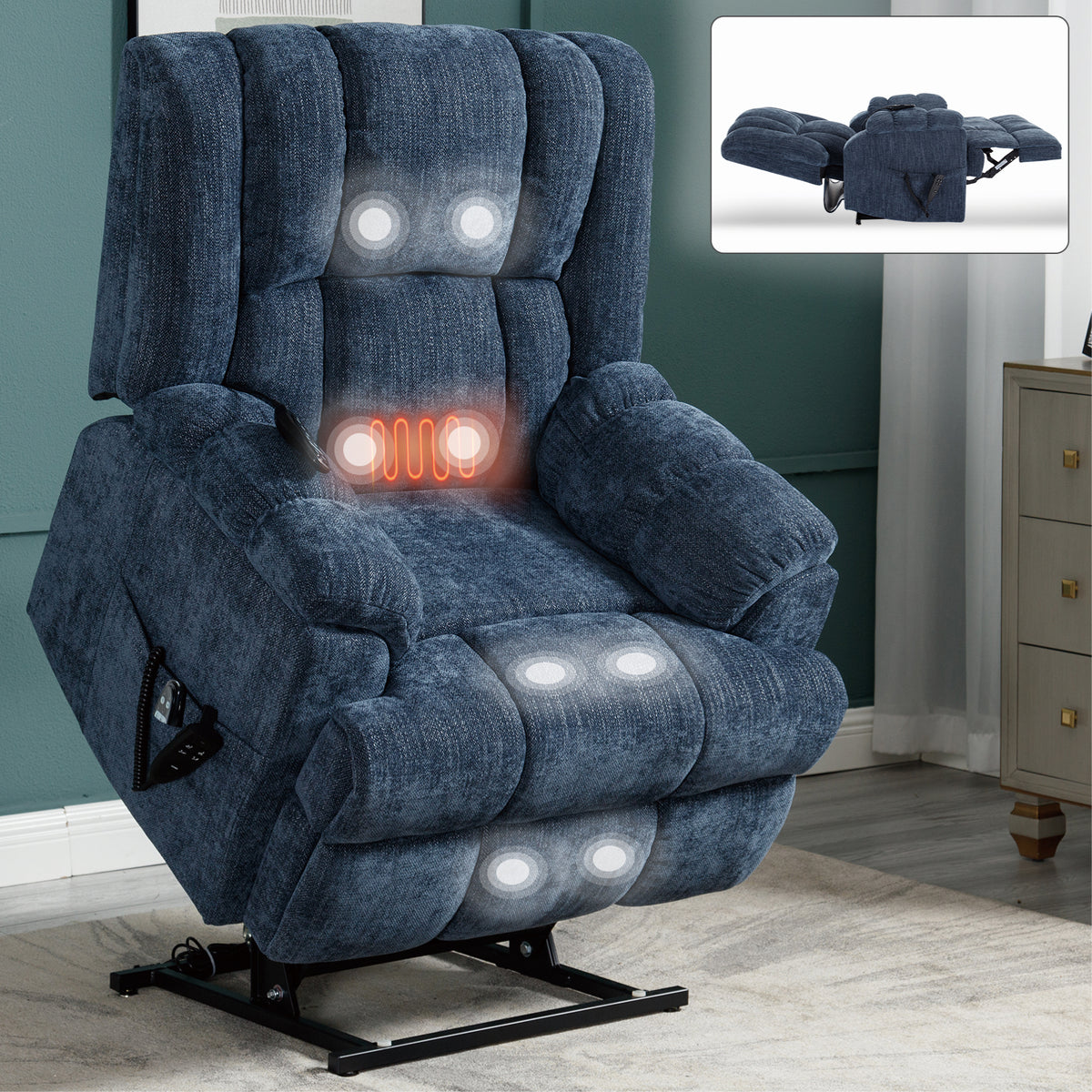 Medium Firm Power Lift Massage Recliner Chair With Heat
