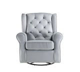Gray Fabric Foam Padded Swivel Glider Chair - Omega Lifestyles