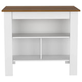 White Walnut Kitchen Island With Three Storage Shelves - Omega Lifestyles