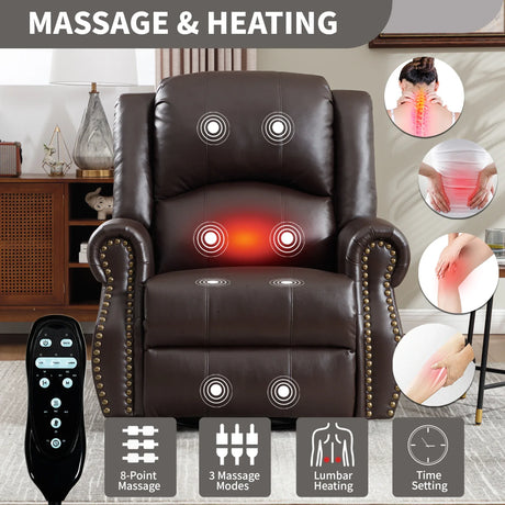 Heat Massage Medium-Firm Swivel Rocker Recliner Chair - Omega Lifestyles