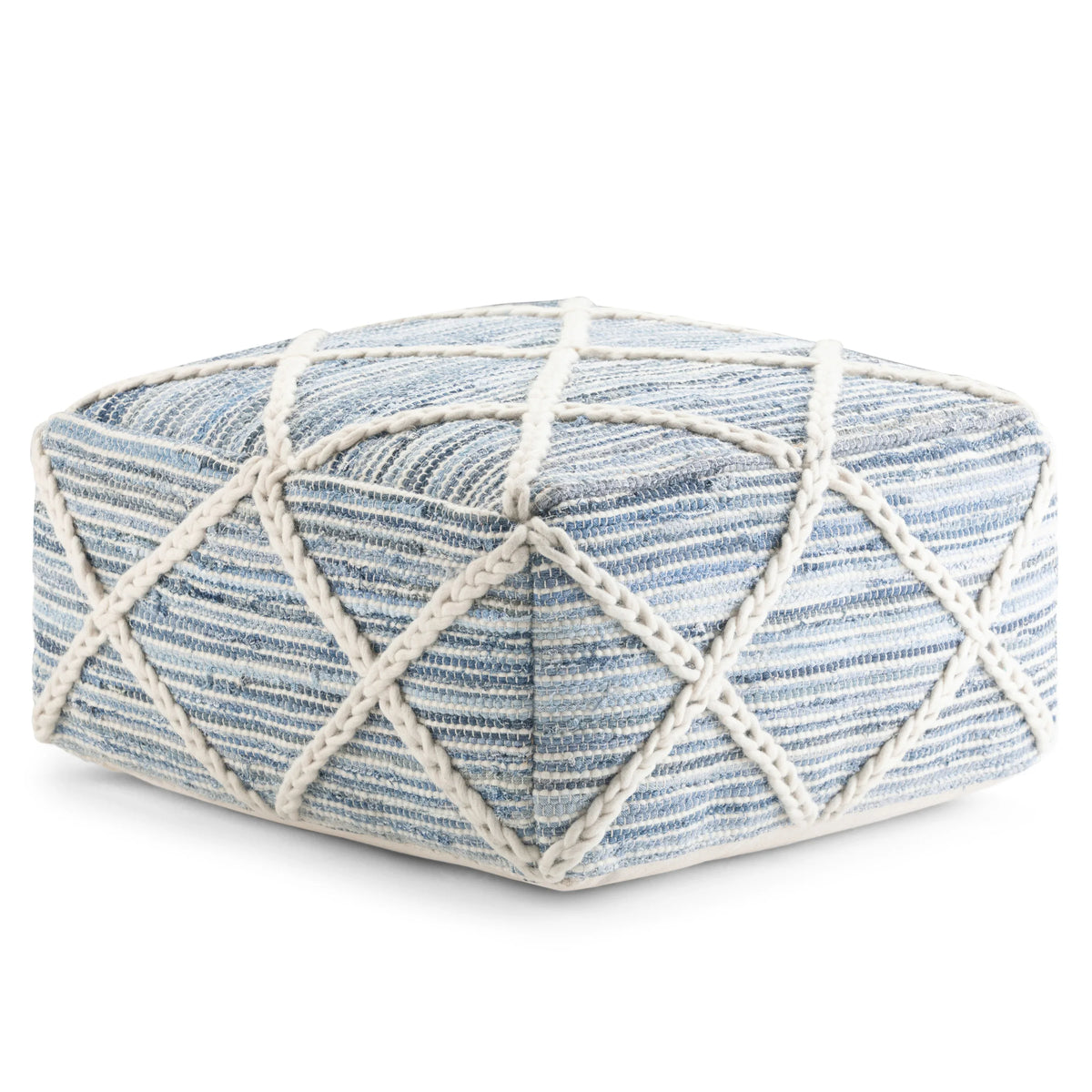 Square Fabric Pouf Ottoman With Diamond Stitching - Omega Lifestyles