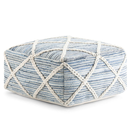 Square Fabric Pouf Ottoman With Diamond Stitching - Omega Lifestyles