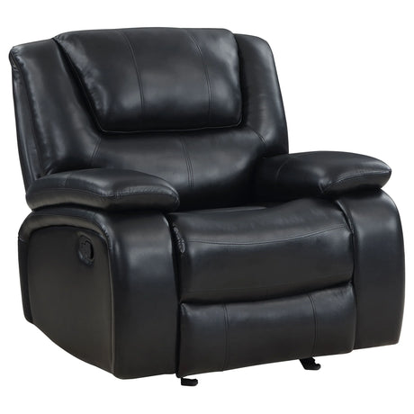 Black Upholstered Glider Recliner Chair With Recline - Omega Lifestyles