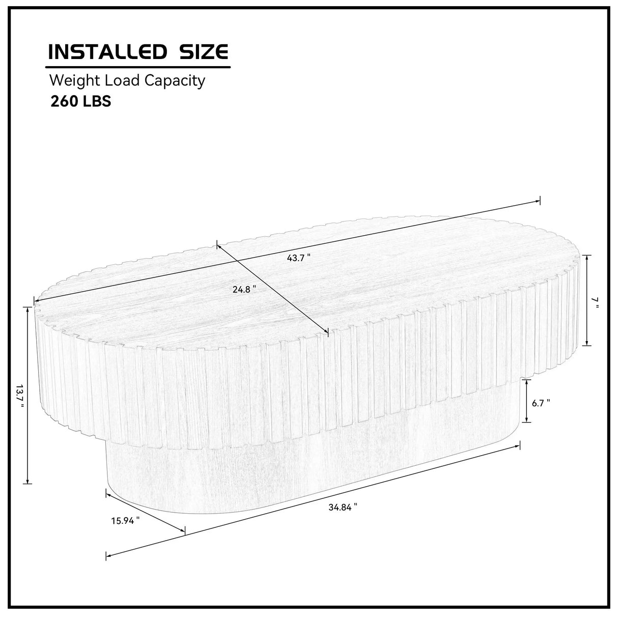 Modern Oval Walnut MDF Pedestal Coffee Table 44-Inch - Omega Lifestyles