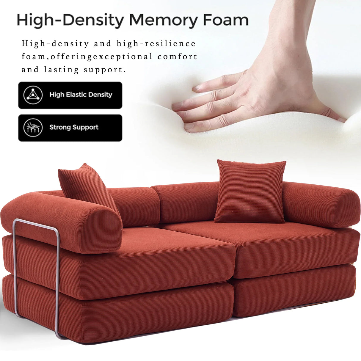 Modular Folding Convertible Corduroy Sofa Bed - Omega Lifestyles