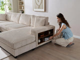 Modern Convertible U-Shaped Corduroy Fabric Sofa - Omega Lifestyles