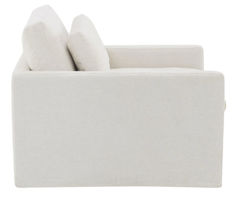 Ivory Fabric Swivel Chair With Toss Pillow - Omega Lifestyles