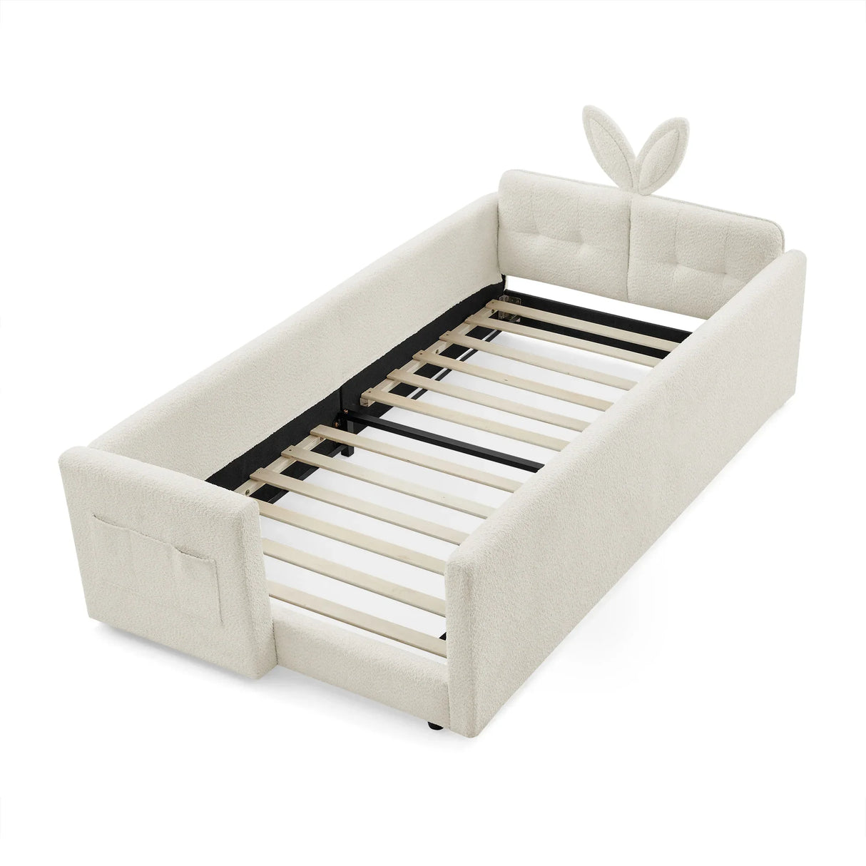 Twin Boucle Upholstered Platform Bed Frame With Storage - Omega Lifestyles