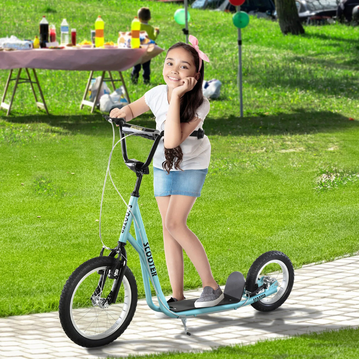 Adjustable Height Youth Kick Scooter With Inflatable Tires - Omega Lifestyles