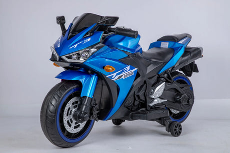 12V Kids Ride-On Motorcycle With Training Wheels and Lights - Omega Lifestyles