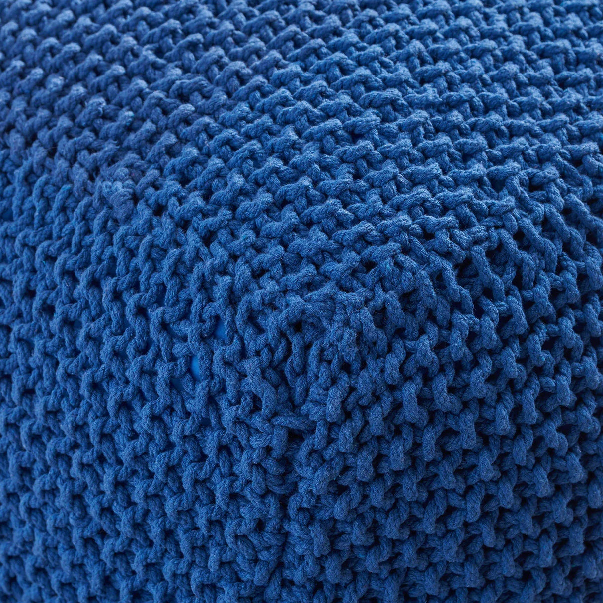 Knitted Cotton Cube Pouf Navy Modern Accent Seating - Omega Lifestyles