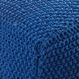 Knitted Cotton Cube Pouf Navy Modern Accent Seating - Omega Lifestyles