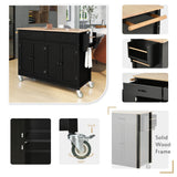 Kitchen Island Cart With Solid Wood Top And Storage - Omega Lifestyles