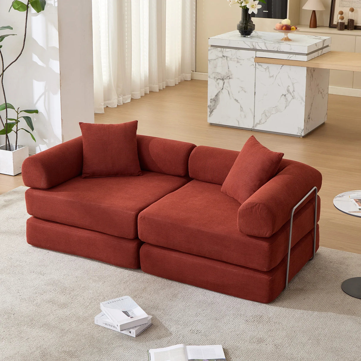 Modular Folding Convertible Corduroy Sofa Bed - Omega Lifestyles