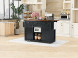Farmhouse Kitchen Island Rolling Cart With Power Outlet - Omega Lifestyles
