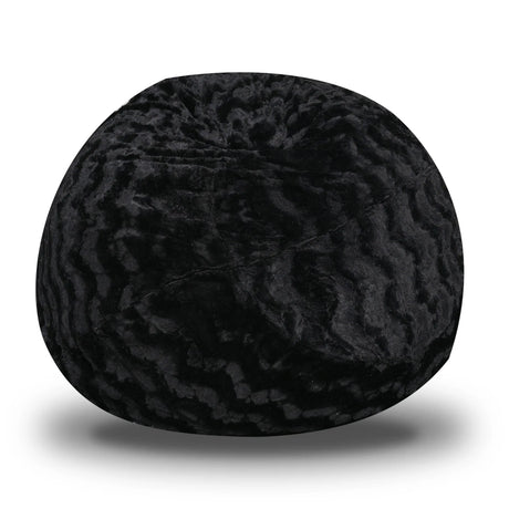 5-Foot Black Faux Fur Memory Foam Bean Bag Chair - Omega Lifestyles