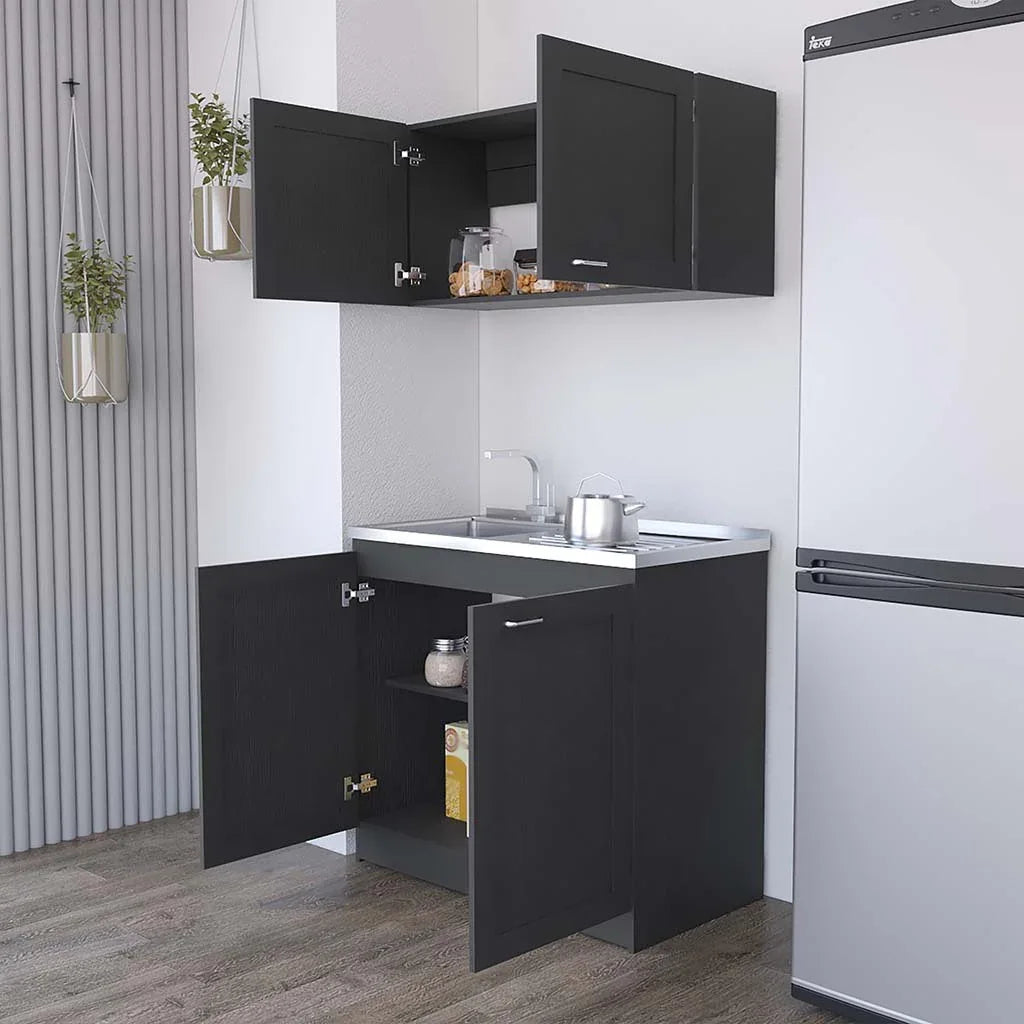 Black Particle Board Garage Cabinet Set - Omega Lifestyles