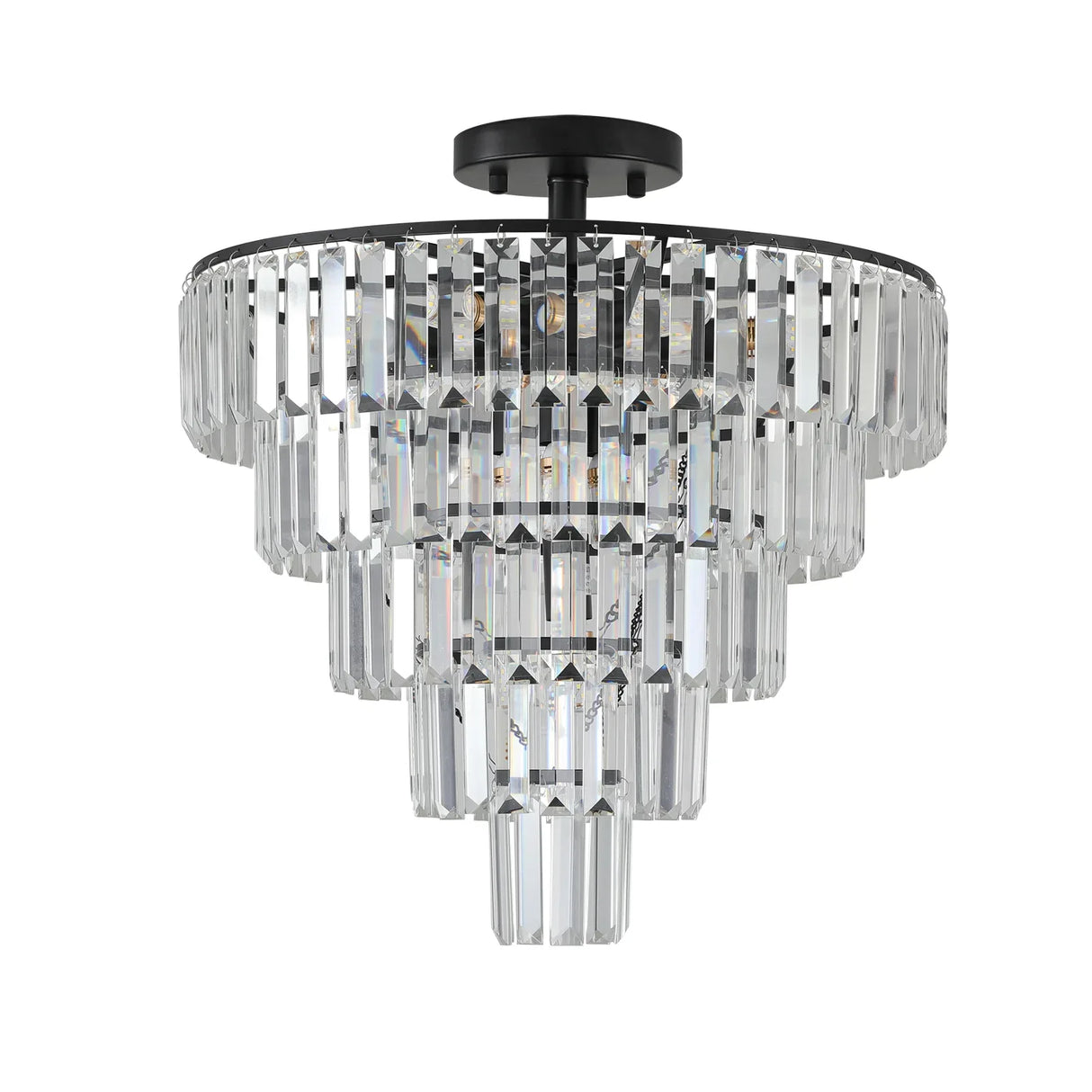 Modern Luxury Black Crystal 10-Light Flush Mount Chandelier - Omega Lifestyles
