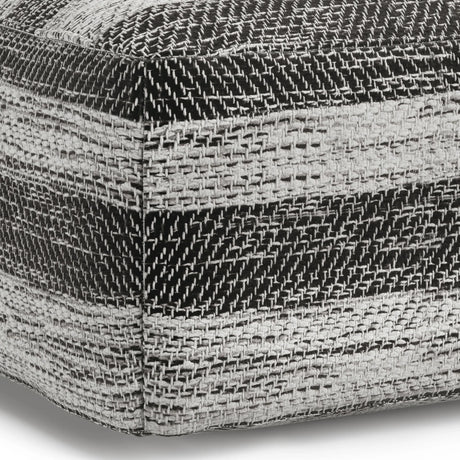 Grey Mélange Fabric Square Pouf Ottoman Seating Stool - Omega Lifestyles