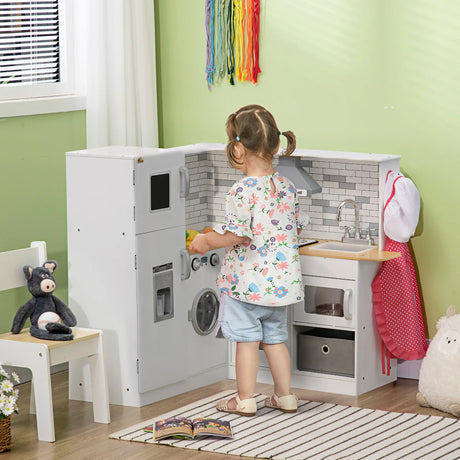 Large White Wooden Kids Play Kitchen With Sound Effects - Omega Lifestyles
