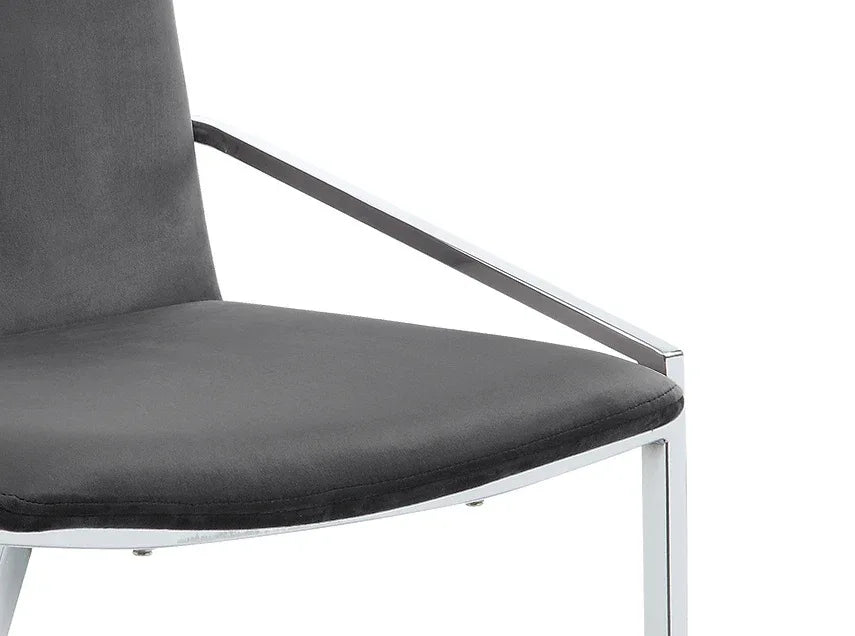 Set of 2 Gray Velvet Upholstered Metal Side Chairs - Omega Lifestyles