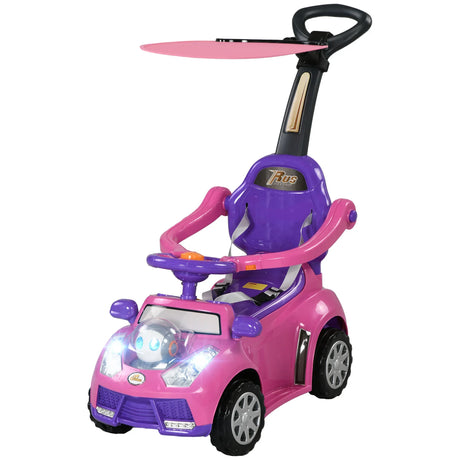 3-in-1 Toddler Push Car With Canopy Music Horn - Omega Lifestyles