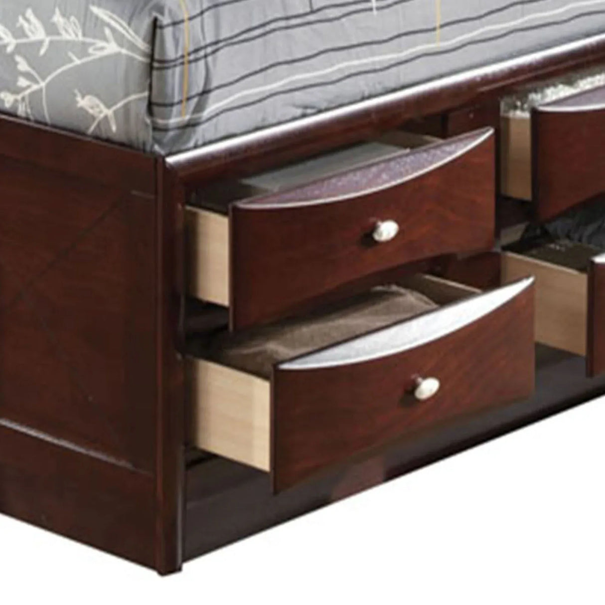 Espresso Finish Storage Bed With Bookcase Headboard - Omega Lifestyles