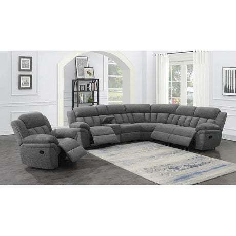 Charcoal Upholstered Glider Recliner With Cushioned Arms - Omega Lifestyles