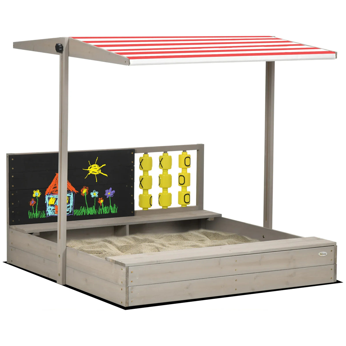 Wooden Kids Sandbox With Adjustable Canopy Cover - Omega Lifestyles