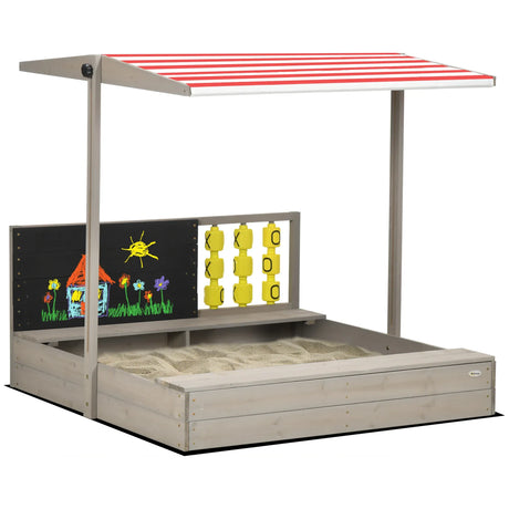 Wooden Kids Sandbox With Adjustable Canopy Cover - Omega Lifestyles