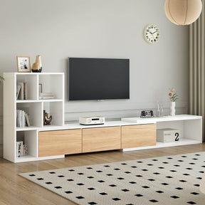 Adjustable Extendable White MDF TV Stand With Storage - Omega Lifestyles