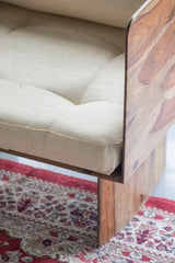 Beige Upholstered One-Seater Wood Frame Sofa - Omega Lifestyles