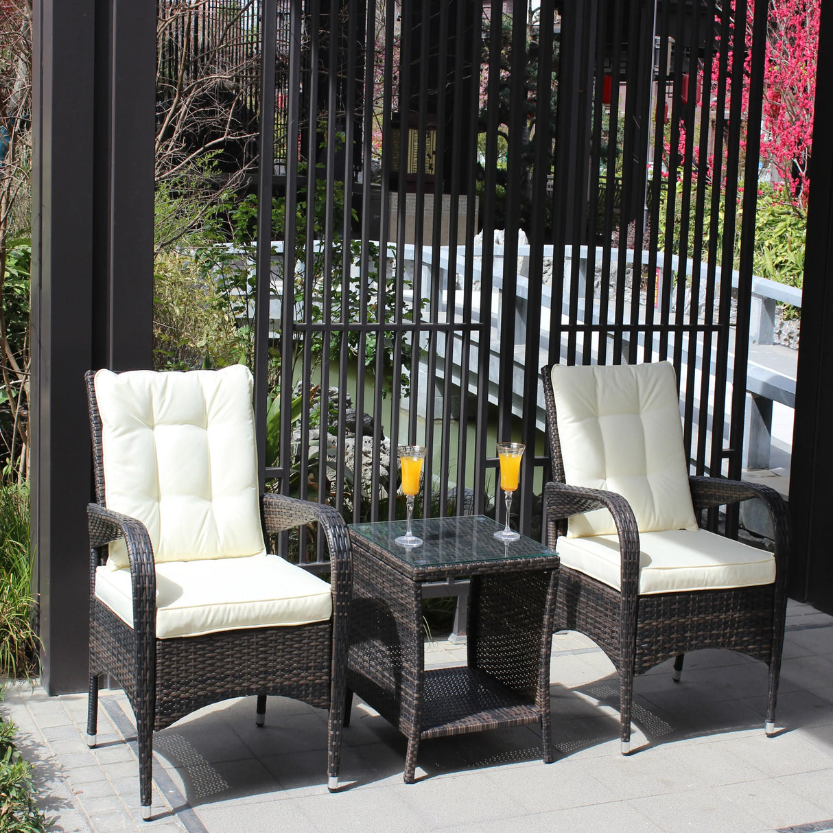 3-Piece Brown Rattan Outdoor Patio Furniture Set - Omega Lifestyles