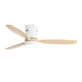 52-Inch Modern Flush Mount Wood Ceiling Fan With Light