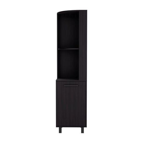 Modern Black MDF Corner Bar Cabinet With Wine Rack - Omega Lifestyles