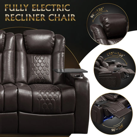 Genuine Leather Power Recliner With RGB LED Lighting - Omega Lifestyles