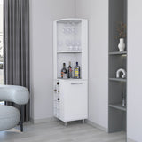 Modern White Corner Bar Cabinet With Wine Rack Storage - Omega Lifestyles