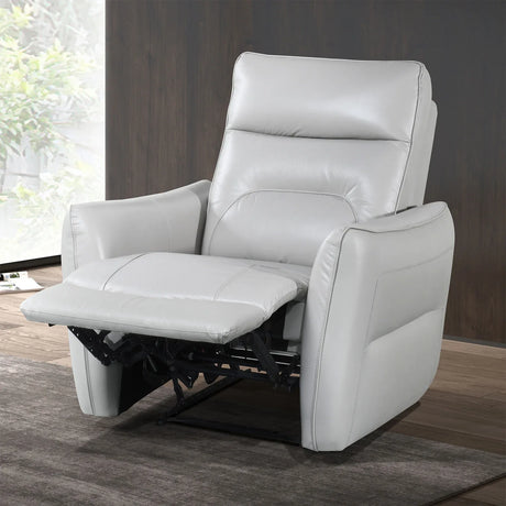 Contemporary Taupe Leather Match Single Power Recliner - Omega Lifestyles