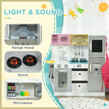 Kids Kitchen Playset With Lights Sounds And Accessories - Omega Lifestyles