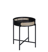 Black Metal And Synthetic Wood Round End Table - Omega Lifestyles