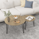 Set of 2 Rustic Brown Round Nesting Coffee Tables - Sleep Galleria