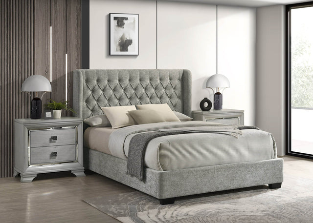 Contemporary Upholstered Queen Bed Frame With Tufted Headboard - Omega Lifestyles